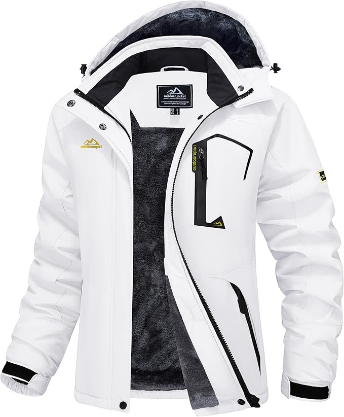 MAGCOMSEN Women's Winter Coats Waterproof Ski Snow Jacket Warm Fleece Jacket Raincoats with Pockets