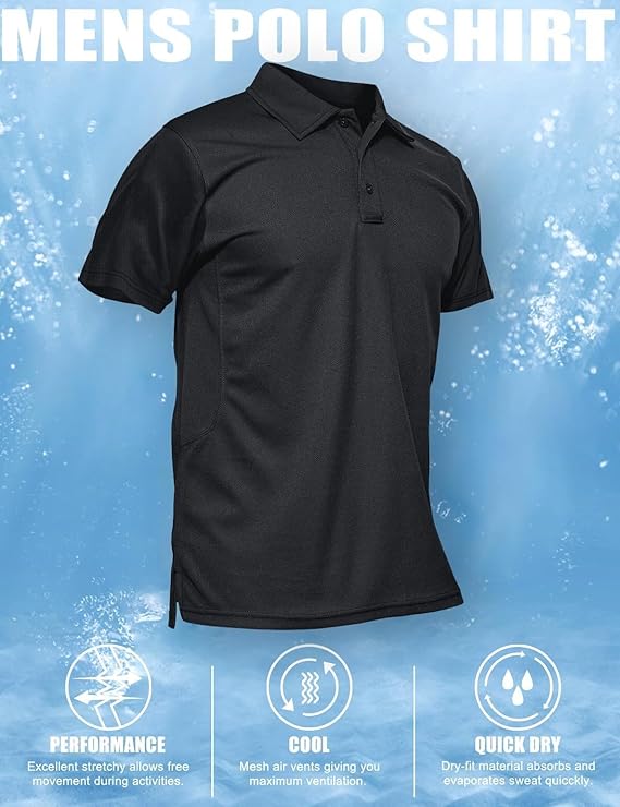 MAGCOMSEN Polo Shirts for Men Quick Dry Short Sleeve Golf Tactical Shirts Pique Jersey Casual Workout Performance Tops