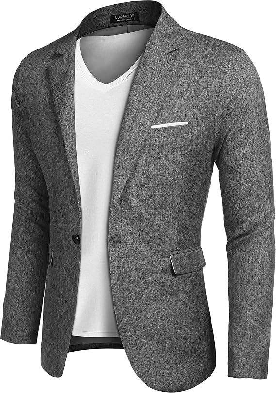 COOFANDY Men's Casual Blazer Slim Fit Sport Coats One Button Suit Jacket Lightweight Sports Jacket