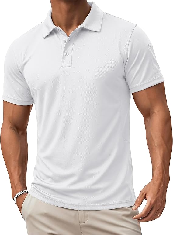 MAGCOMSEN Polo Shirts for Men Quick Dry Short Sleeve Golf Tactical Shirts Pique Jersey Casual Workout Performance Tops
