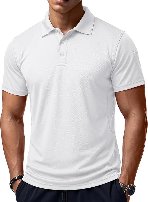 MAGCOMSEN Polo Shirts for Men Quick Dry Short Sleeve Golf Tactical Shirts Pique Jersey Casual Workout Performance Tops