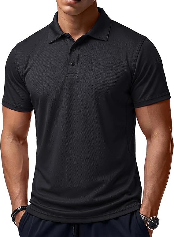 MAGCOMSEN Polo Shirts for Men Quick Dry Short Sleeve Golf Tactical Shirts Pique Jersey Casual Workout Performance Tops