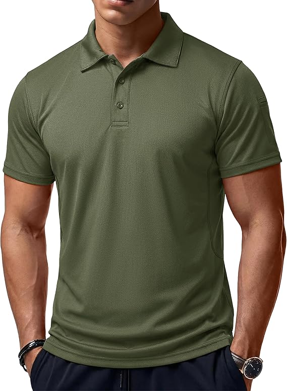 MAGCOMSEN Polo Shirts for Men Quick Dry Short Sleeve Golf Tactical Shirts Pique Jersey Casual Workout Performance Tops