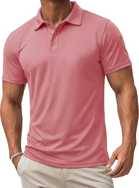 MAGCOMSEN Polo Shirts for Men Quick Dry Short Sleeve Golf Tactical Shirts Pique Jersey Casual Workout Performance Tops
