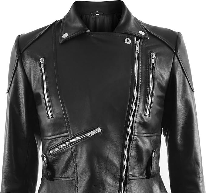 Women Leather Peplum Jacket Real Lambskin Leather Biker Motorcycle Jacket & Coats For Women