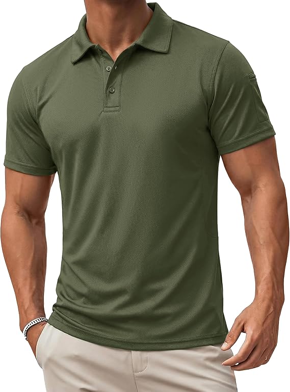 MAGCOMSEN Polo Shirts for Men Quick Dry Short Sleeve Golf Tactical Shirts Pique Jersey Casual Workout Performance Tops