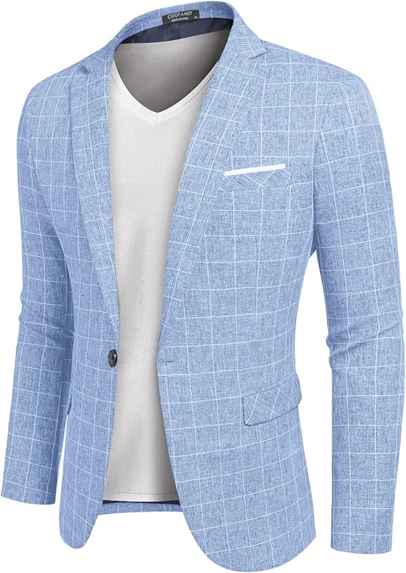 COOFANDY Men's Casual Blazer Slim Fit Sport Coats One Button Suit Jacket Lightweight Sports Jacket
