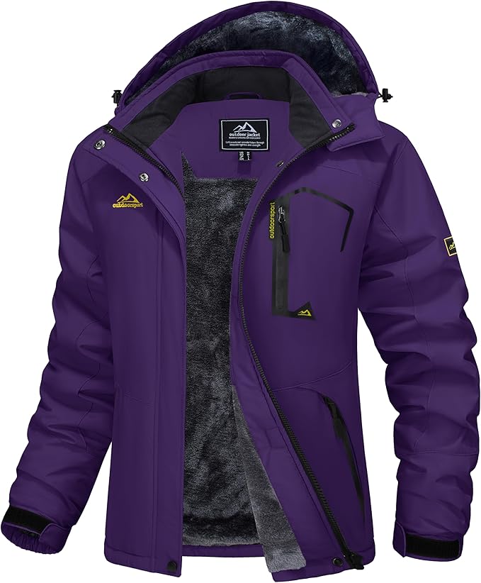 MAGCOMSEN Women's Winter Coats Waterproof Ski Snow Jacket Warm Fleece Jacket Raincoats with Pockets