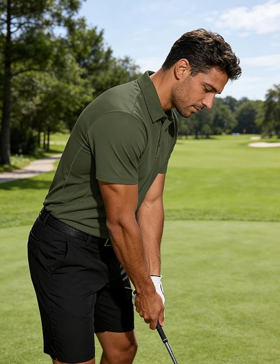 MAGCOMSEN Polo Shirts for Men Quick Dry Short Sleeve Golf Tactical Shirts Pique Jersey Casual Workout Performance Tops