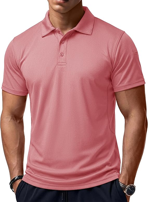 MAGCOMSEN Polo Shirts for Men Quick Dry Short Sleeve Golf Tactical Shirts Pique Jersey Casual Workout Performance Tops